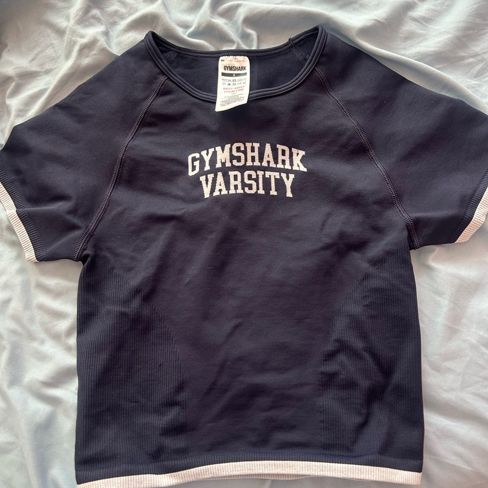 Gymshark Varsity compression top in Dark Blue